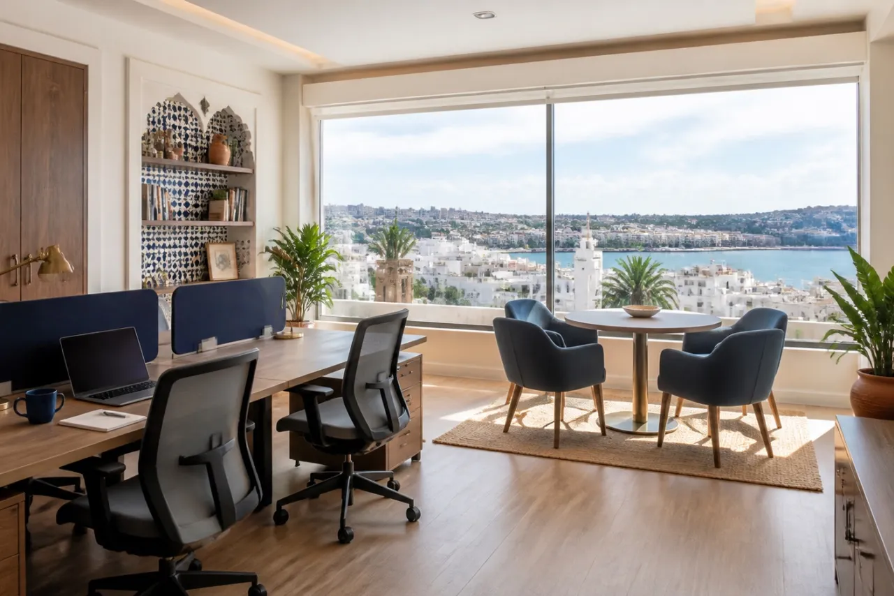 Bureau professionnel lumineux à louer à Tanger au mois